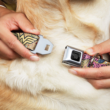 Wonder Woman Black/Silver Seatbelt Buckle Collar - Wonder Woman Strength & Power