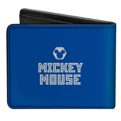 Bi-Fold Wallet - Mickey Mouse Kaleidoscope Face + Text Logo Blues White