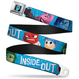 INSIDE OUT Riley Silhouette Full Color Black Sparkle Blue Seatbelt Belt - INSIDE OUT 6-Character Pose Sparkle Blue/White Webbing