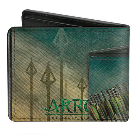 Bi-Fold Wallet - ARROW Standing Pose Arrow Tips Green-Tan Fade