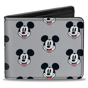 Bi-Fold Wallet - Mickey Mouse Smiling Face Monogram Gray