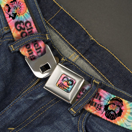 CHEECH & CHONG Faces Silhouette Tie Dye Full Color Multi Color/Black Seatbelt Belt - CHEECH & CHONG Caricature Faces2 Tie Dye Multi Color/Black Webbing