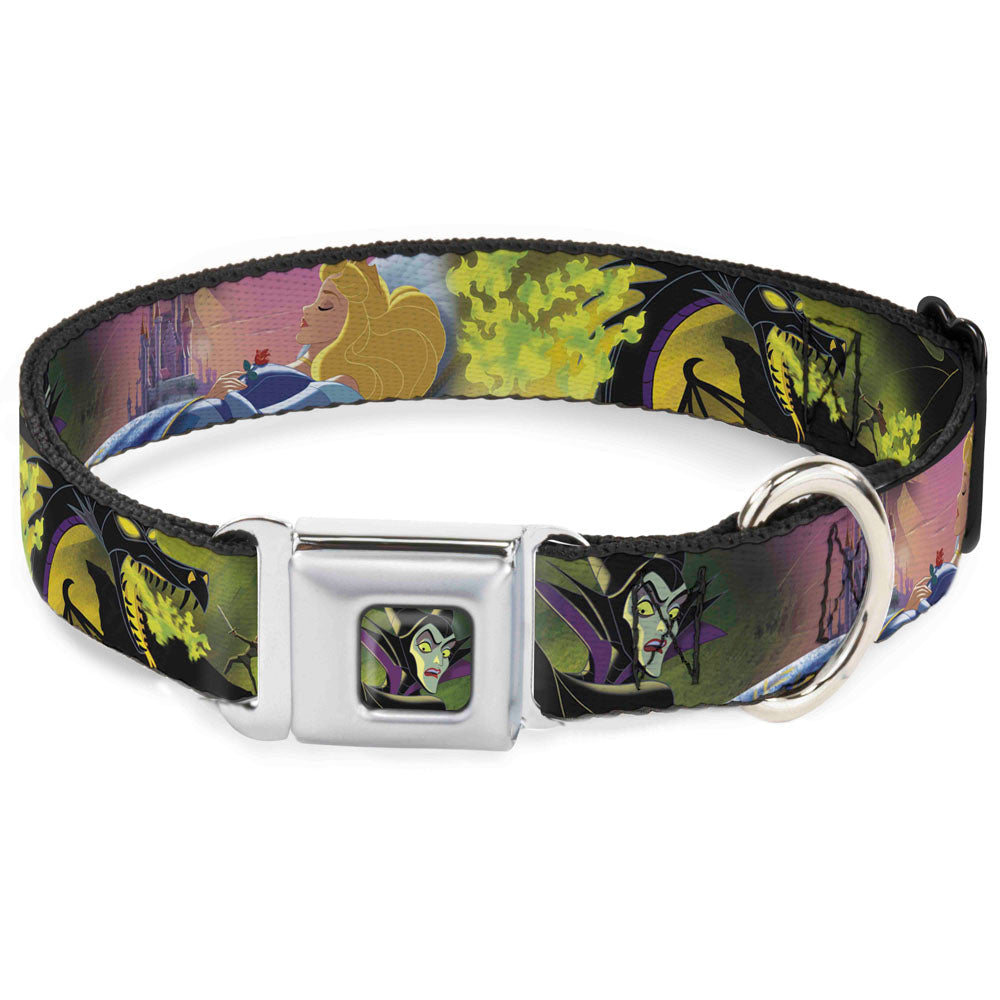 Maleficent Face3 Full Color Green Fade Seatbelt Buckle Collar - Sleeping Beauty & Maleficent/Maleficent Dragon Scenes