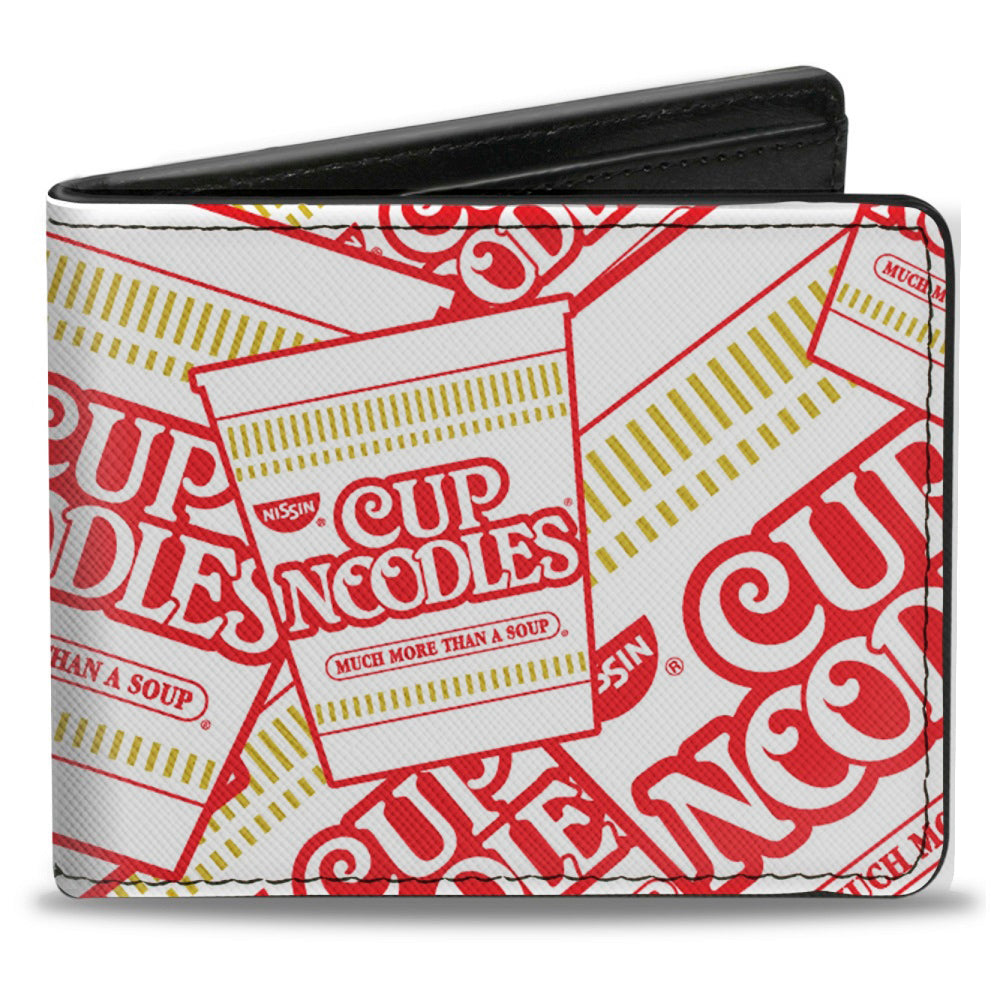 Bi-Fold Wallet - NISSIN CUP NOODLES Cups Stacked White Red Dark Yellow