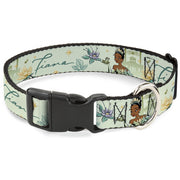 Plastic Clip Collar - The Princess and the Frog Tiana Palace Pose with Script and Flowers Greens