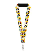 Lanyard - 1.0" - Minnie Mouse w Hat Poses Stripe Yellow White