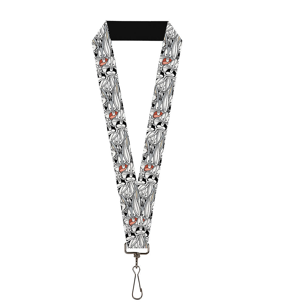 Lanyard - 1.0" - Bugs Bunny Expressions Stacked White Black Gray