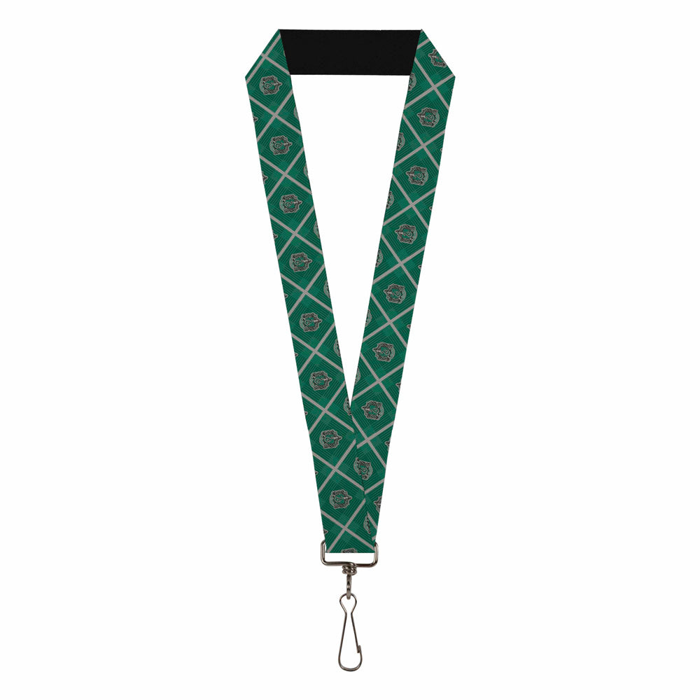 Lanyard - 1.0" - Harry Potter Slytherin Crest Plaid Greens Gray