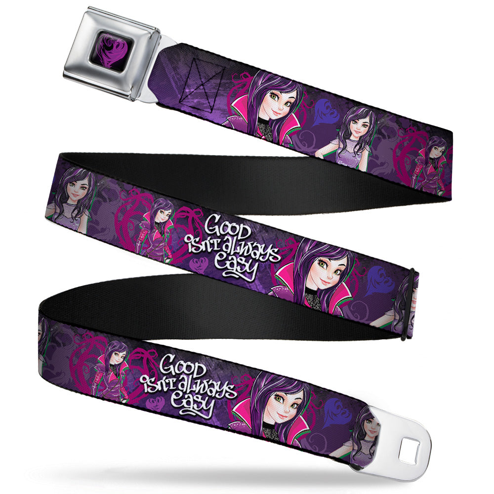 Descendants Dragon Heart Full Color Black Purples Seatbelt Belt - Descendants Mal 3-Poses GOOD ISN'T ALWAYS/Hearts/Dragons EASY Purples/Pinks Webbing