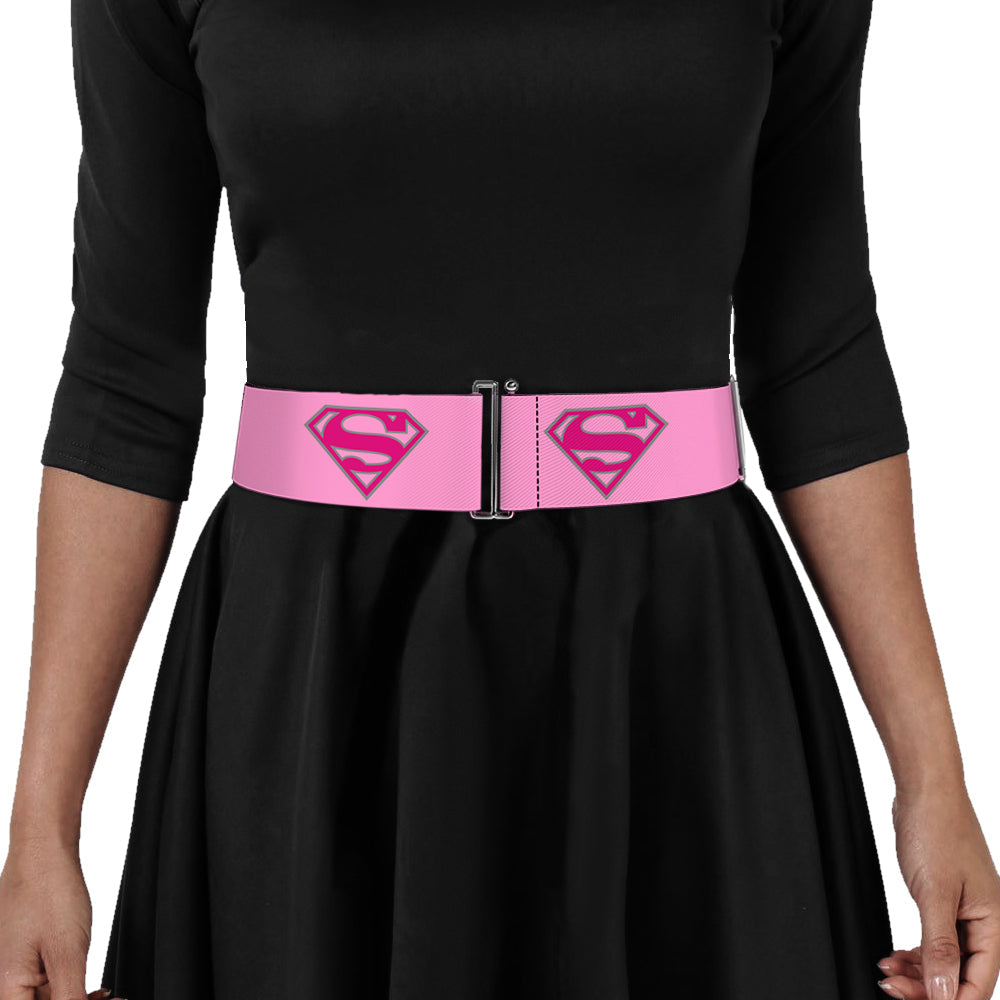 Cinch Waist Belt - Superman Shield Pink