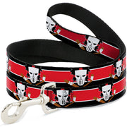 Dog Leash - Casey Jones Baseball & Hockey Stick CLOSE-UP Stripe Black/White/Red