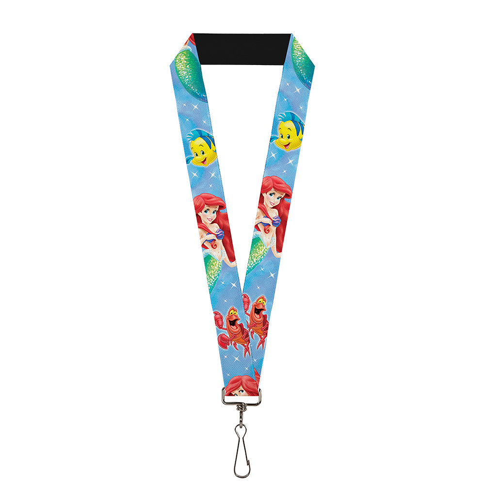 Lanyard - 1.0" - Ariel, Flounder & Sebastian Sparkles Blue