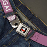 THE BIG BANG THEORY Full Color Black White Red Seatbelt Belt - BAZINGA! Atom Logo Lavender/White Webbing