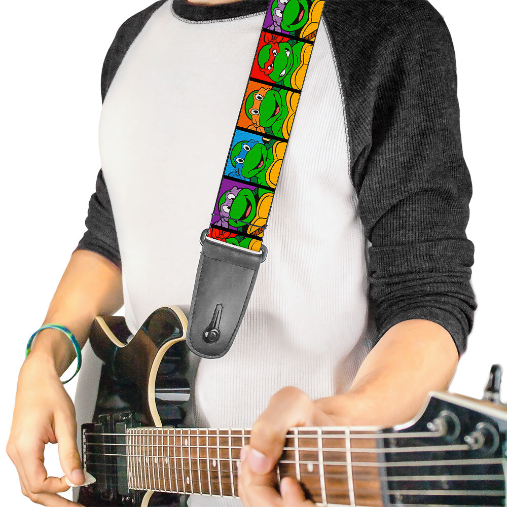 Guitar Strap - Classic TMNT Face Blocks Black Multi Color