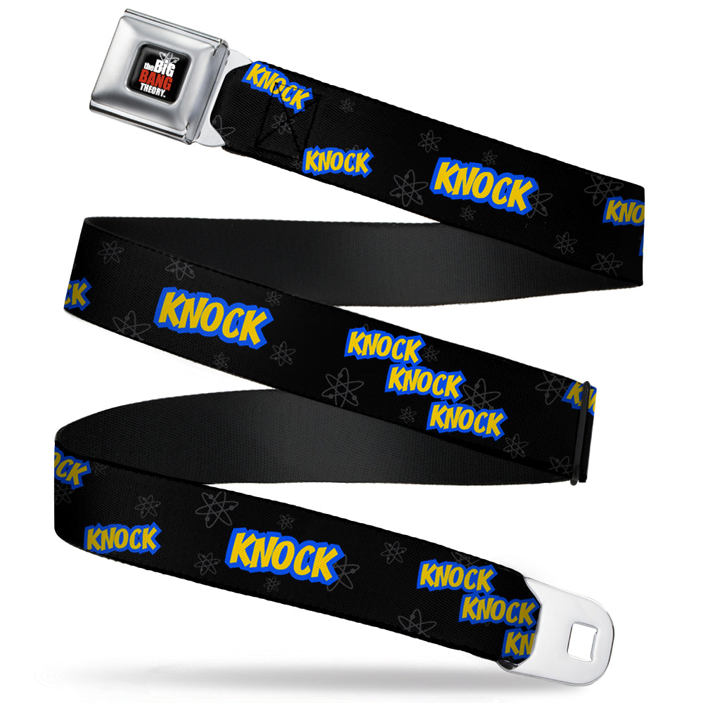 THE BIG BANG THEORY Full Color Black White Red Seatbelt Belt - KNOCK KNOCK KNOCK/Atoms Black/Gray/Blue/Yellow Webbing