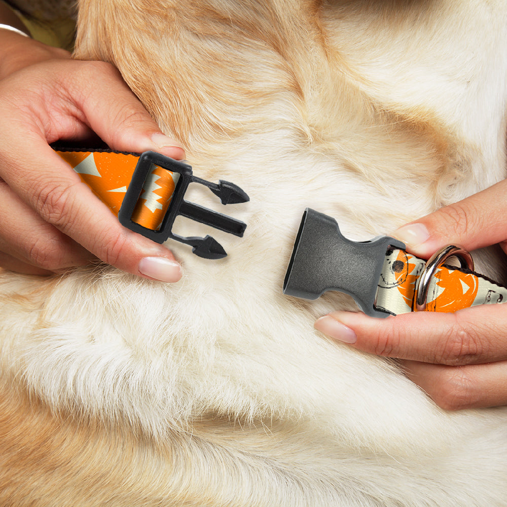 Plastic Clip Collar - The Nightmare Before Christmas Jack Pose and Pumpkins Collage Ivory/Orange/Black