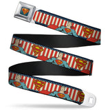 Superman Shield Full Color Americana Blue Seatbelt Belt - Superman Pose/Shield Americana Blue/White/Red/White Webbing