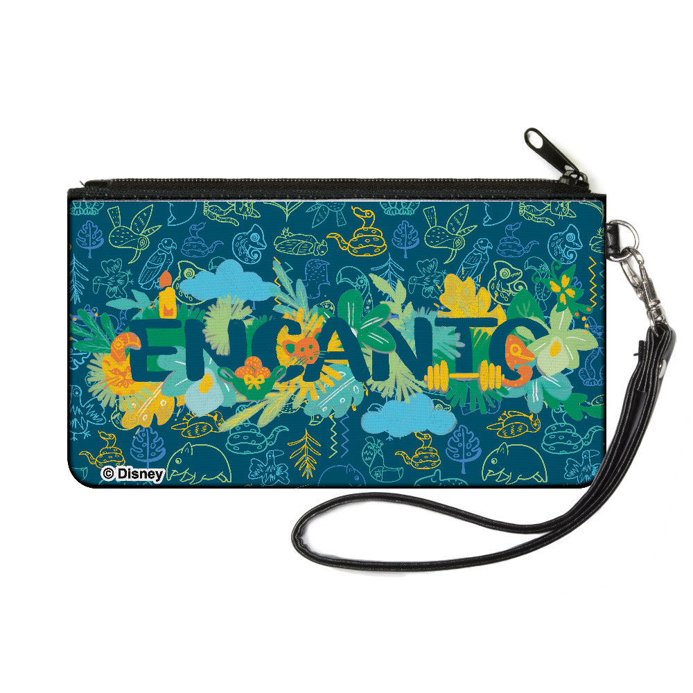 Canvas Zipper Wallet - SMALL - ENCANTO Floral Logo Blues