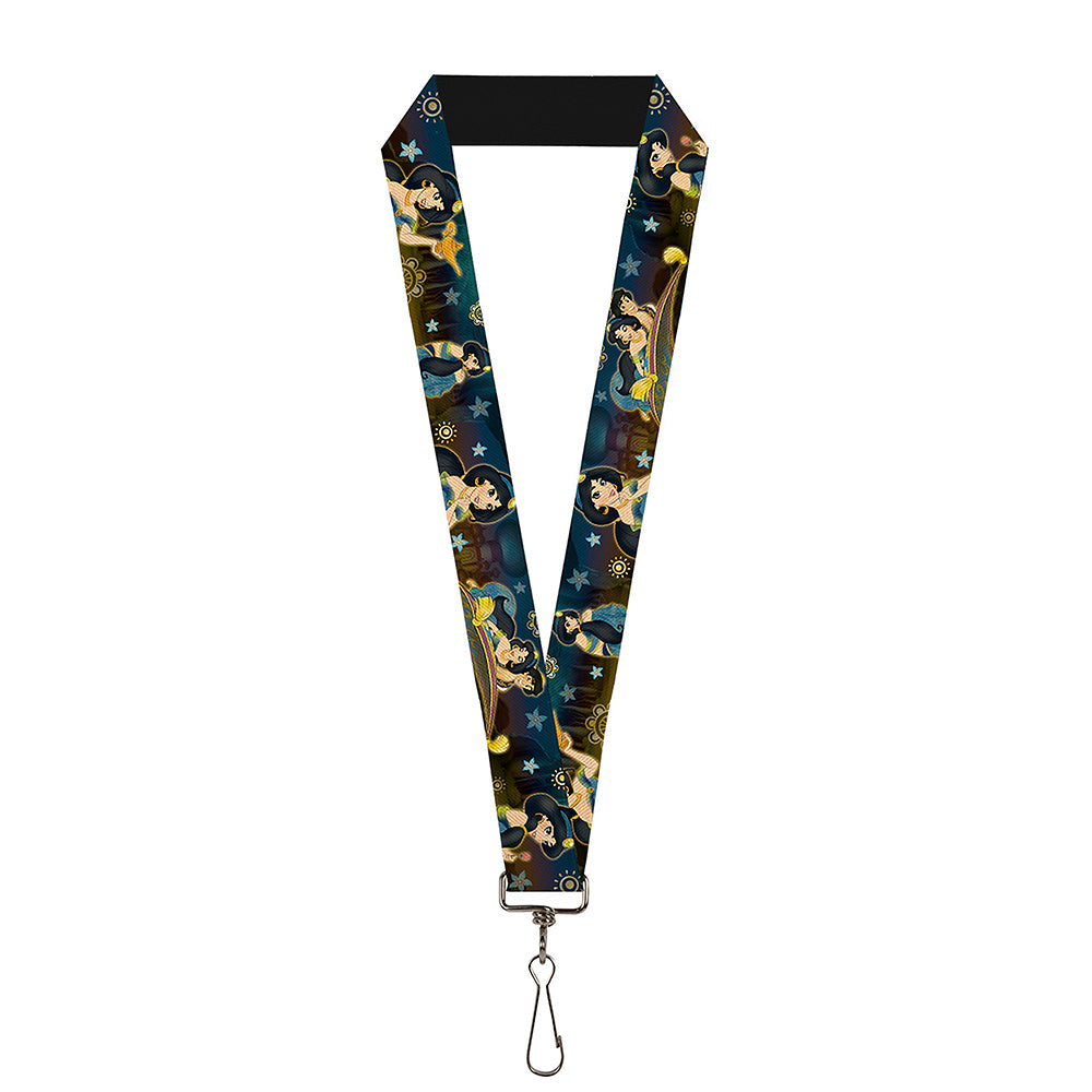 Lanyard - 1.0" - Jasmine & Aladdin Carpet Ride Jasmine Poses Flowers