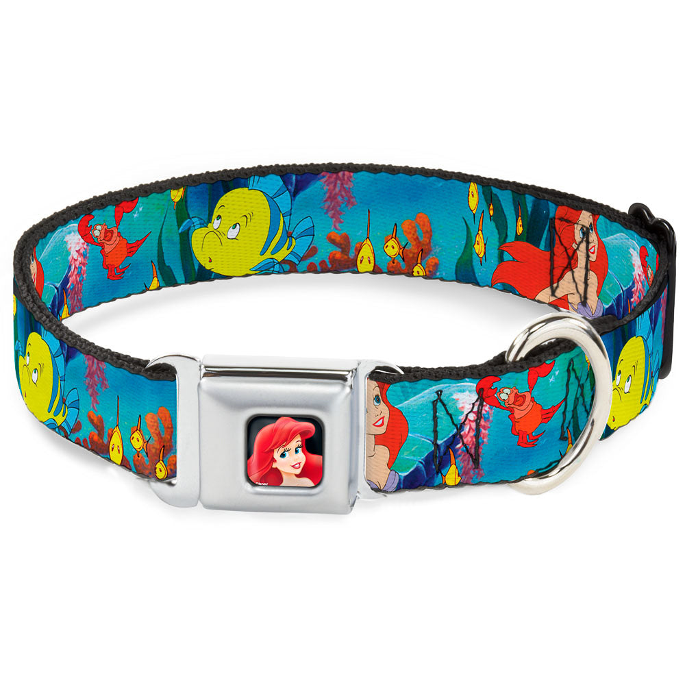 Ariel CLOSE-UP Full Color Seatbelt Buckle Collar - Ariel, Sebastian & Flounder Scene