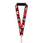 Lanyard - 1.0" - Mickey & Minnie HUGS & KISSES Poses Reds White