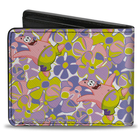 Bi-Fold Wallet - SpongeBob SquarePants Patrick Starfish Sea Flowers Pose Collage Multi Color