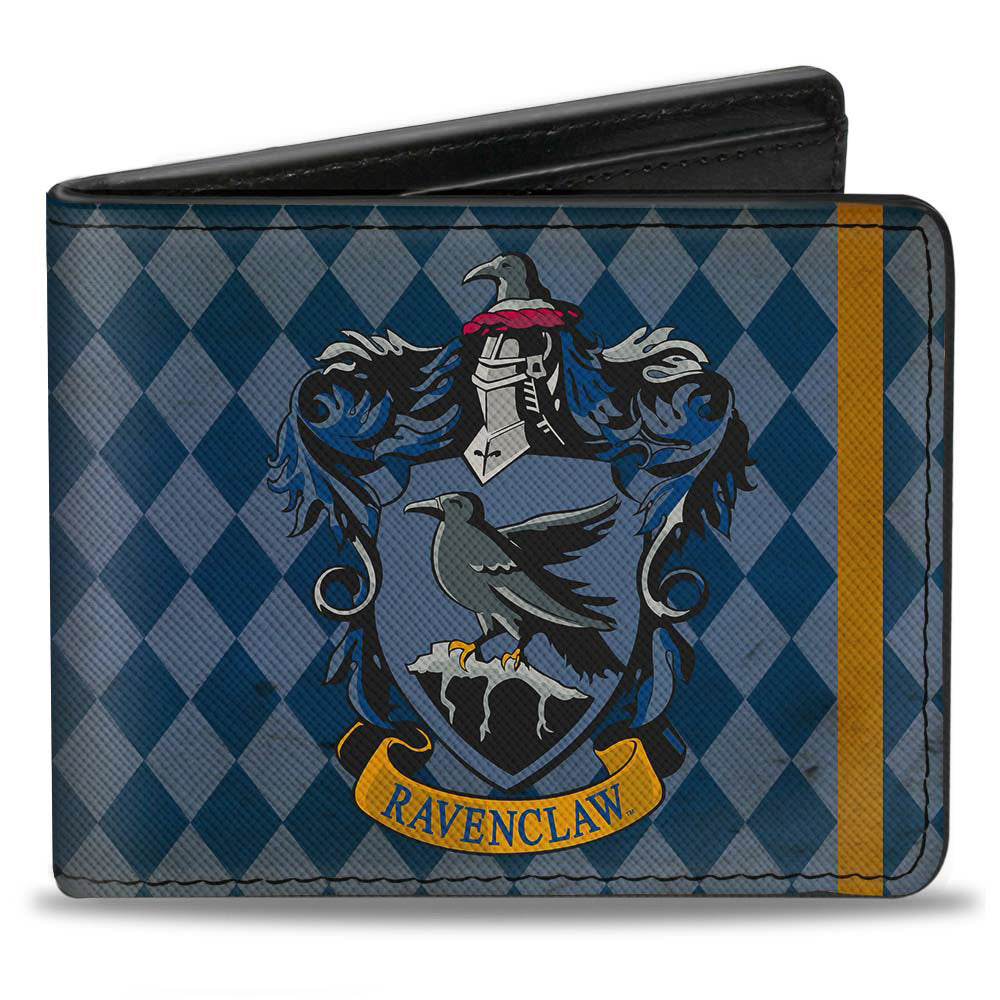 Bi-Fold Wallet - RAVENCLAW Crest Diamonds Weathered Blues Gold