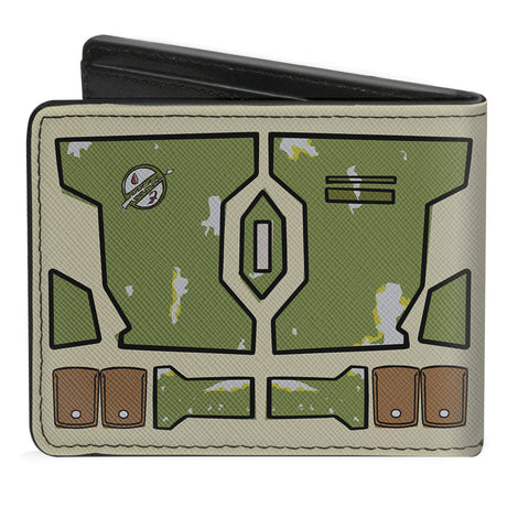 Bi-Fold Wallet - Star Wars Boba Fett Helmet Utility Elements Bounding Tan