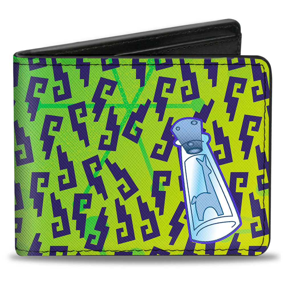 Bi-Fold Wallet - Yzma's Llama Potion Bottle Glyphs Green Blue