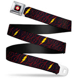 Flash Logo Full Color Black Seatbelt Belt - The Flash Logo13 Scattered Black/Red/Yellow Webbing