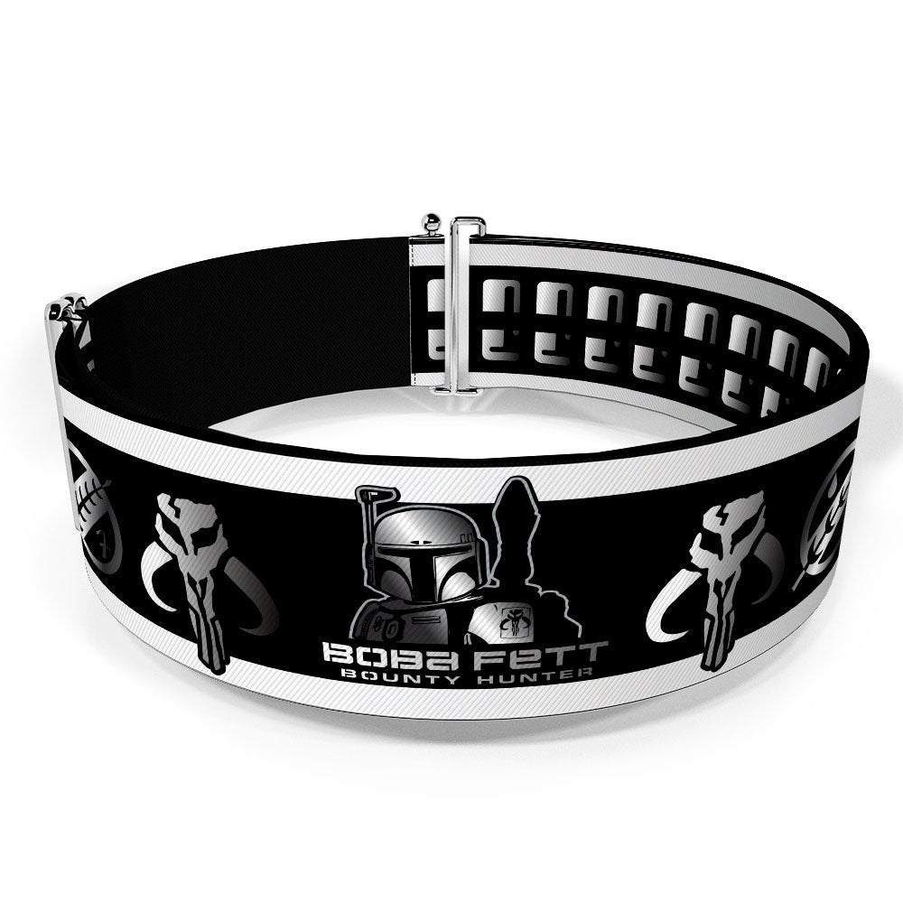 Cinch Waist Belt - Star Wars BOBA FETT BOUNTY HUNTER Mandalorian Crest and Kyr'bes Skull Black Silver