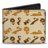 Bi-Fold Wallet - Chip n' Dale Action Poses Beige