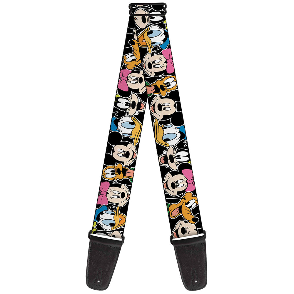 Guitar Strap - Classic Disney Character Faces Black