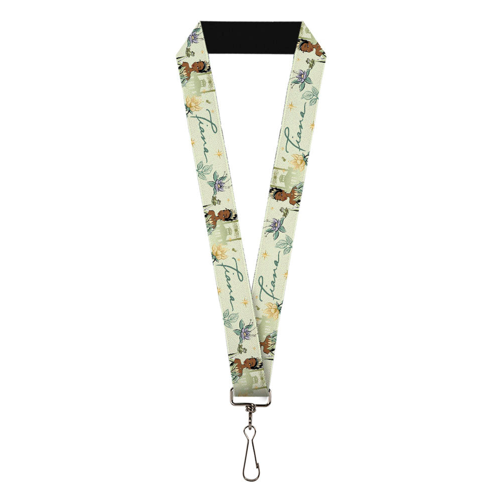 Lanyard - 1.0" - The Princess and the Frog Tiana Palace Pose with Script and Flowers Greens