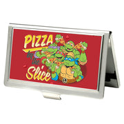 Business Card Holder - SMALL - Classic TMNT Turtles Pose16 PIZZA BY THE SLICE FCG Reds Yellows