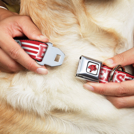 High School Musical East High School Wildcat Logo Full Color White/Red Seatbelt Buckle Collar - High School Musical East High School EHS Wildcats Logo/Stripe White/Red