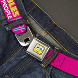 Sponge Bob Face CLOSE-UP Full Color Seatbelt Belt - Patrick Starfish Pose BUBBLES MAKE PEOPLE HAPPY Pink/Yellow/White/Blue Webbing