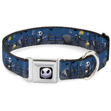 Jack Expression6 Full Color Seatbelt Buckle Collar - Nightmare Before Christmas Jack, Zombie Duck & Zero Cemetery Scene