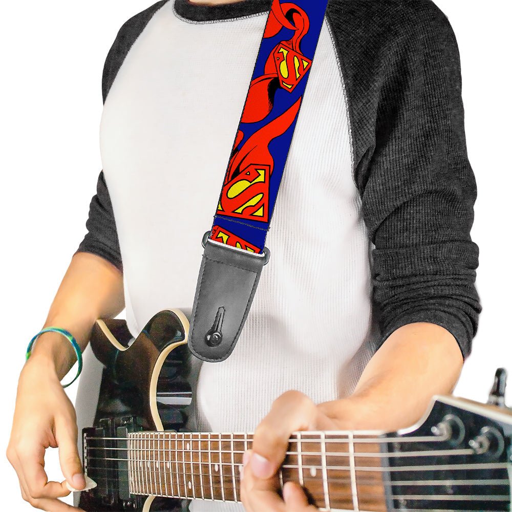 Guitar Strap - Superman Shield w Cape