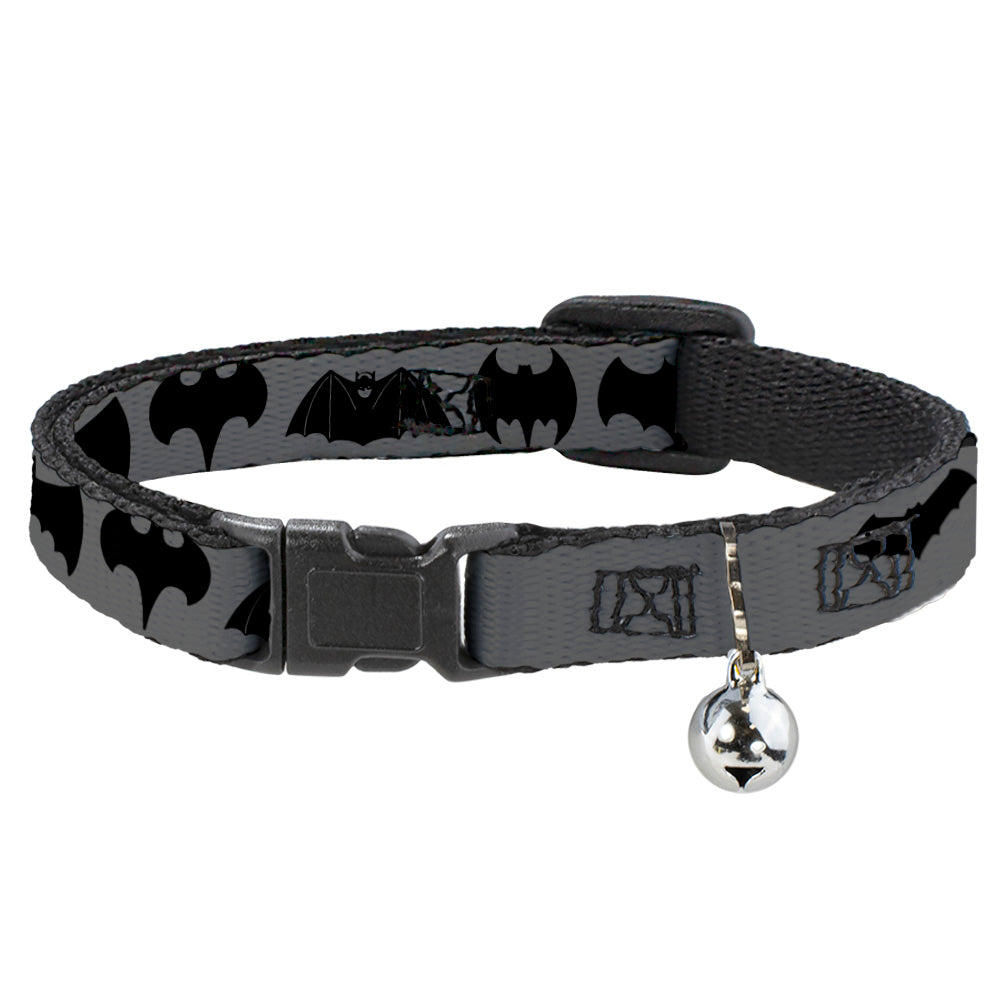 Cat Collar Breakaway - Bat Logo Transitions Gray Black