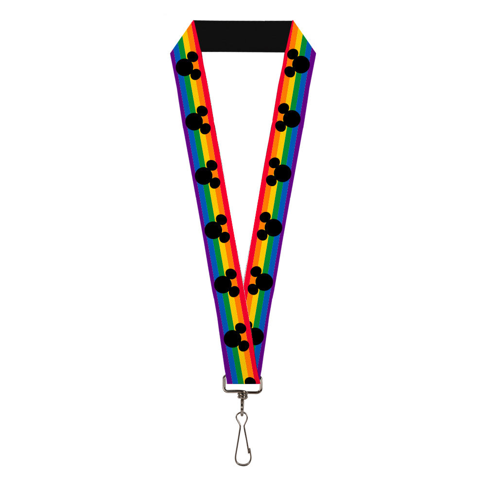 Lanyard - 1.0" - Mickey Mouse Ears Icon Rainbow Pride Flag