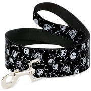 Dog Leash - Jack Expressions/Bones Scattered Black/White