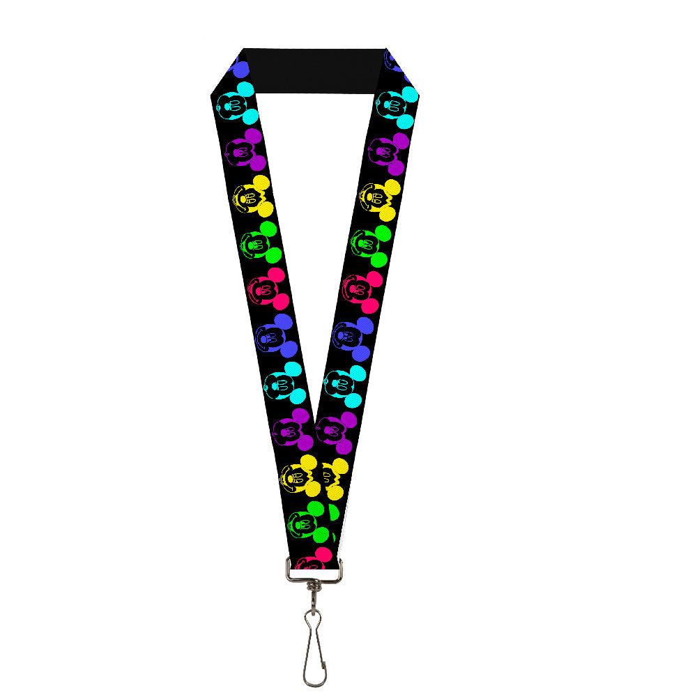 Lanyard - 1.0" - Mickey Expressions Black Multi Neon