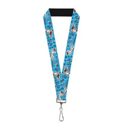 Lanyard - 1.0" - Olaf Heart Raindrop Sketch Blues Black