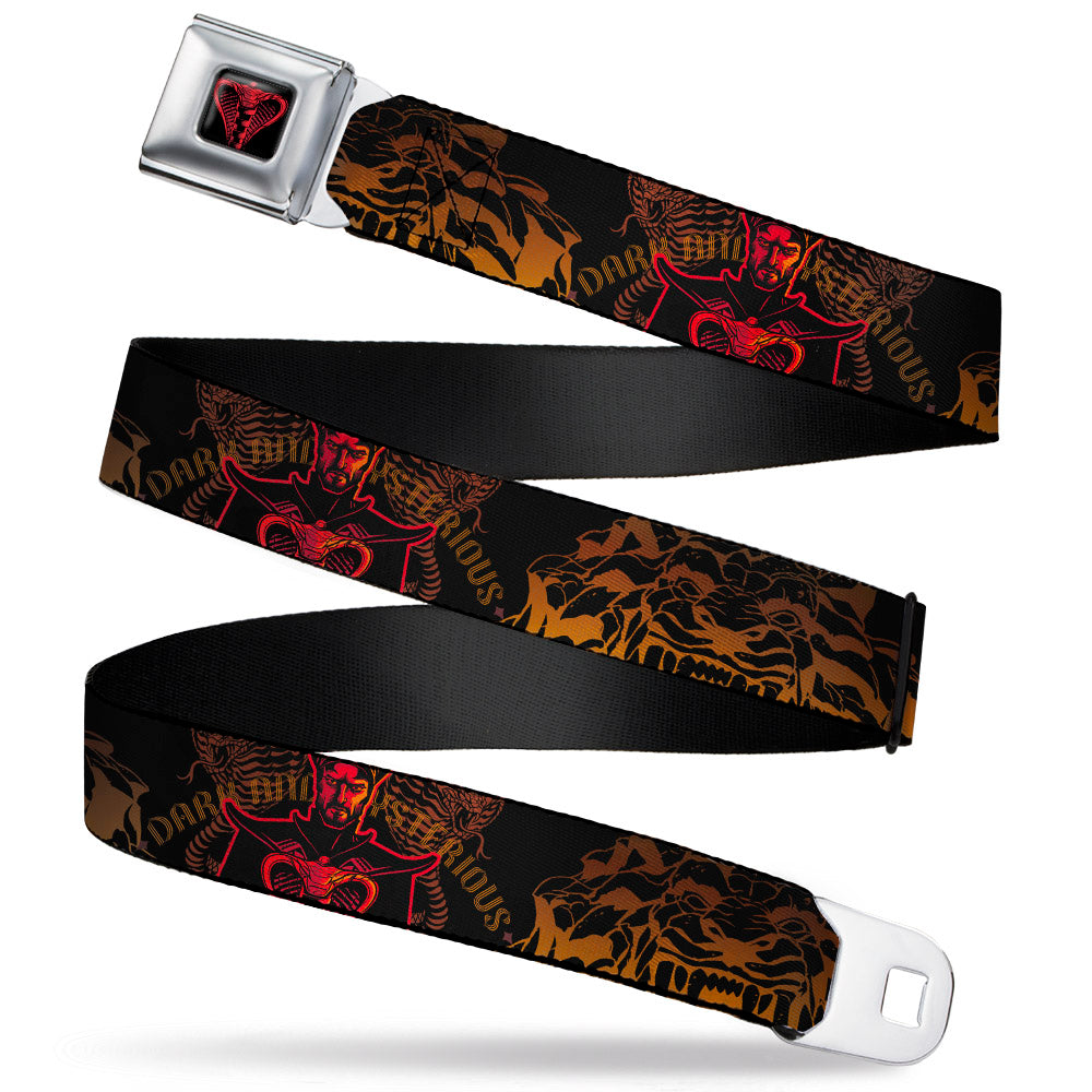 Aladdin 2019 Snake Jafar Full Color Black/Reds Seatbelt Belt - Aladdin 2019 Jafar Pose/Snake/Tiger/DARK AND MYSTERIOUS Black/Golds/Reds Webbing