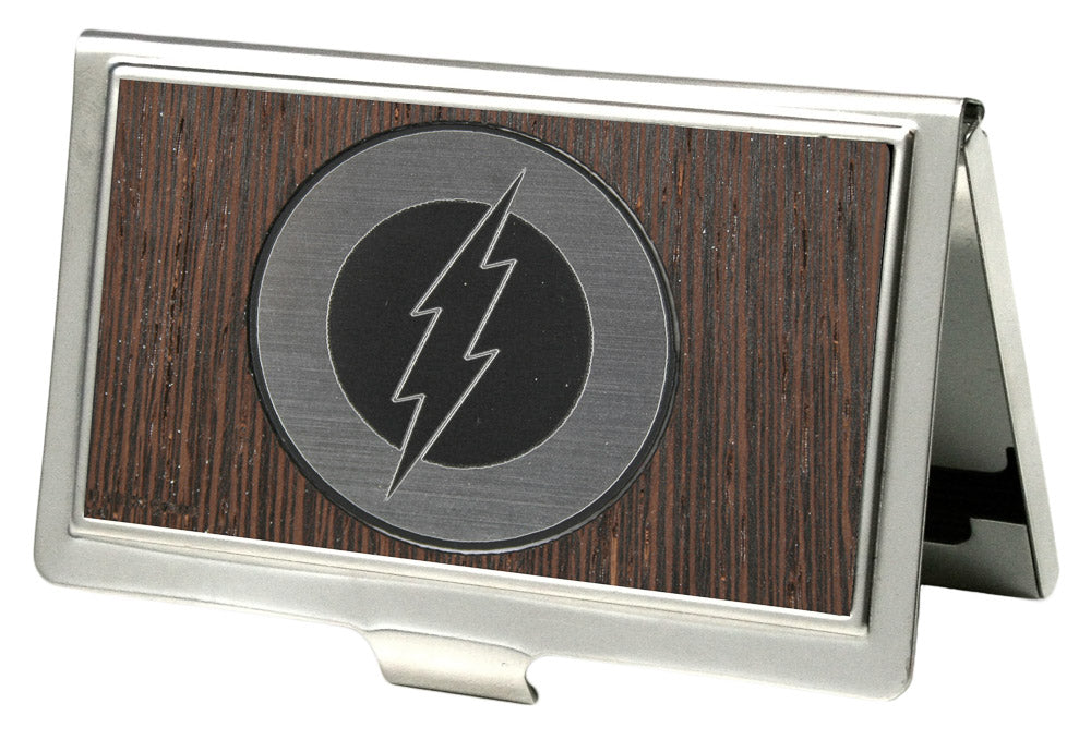 Business Card Holder - SMALL - Flash Logo Marquetry Black Walnut Metal