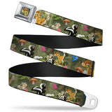 Bambi Face CLOSE-UP Full Color Gray Seatbelt Belt - Bambi & Friends Scene Webbing