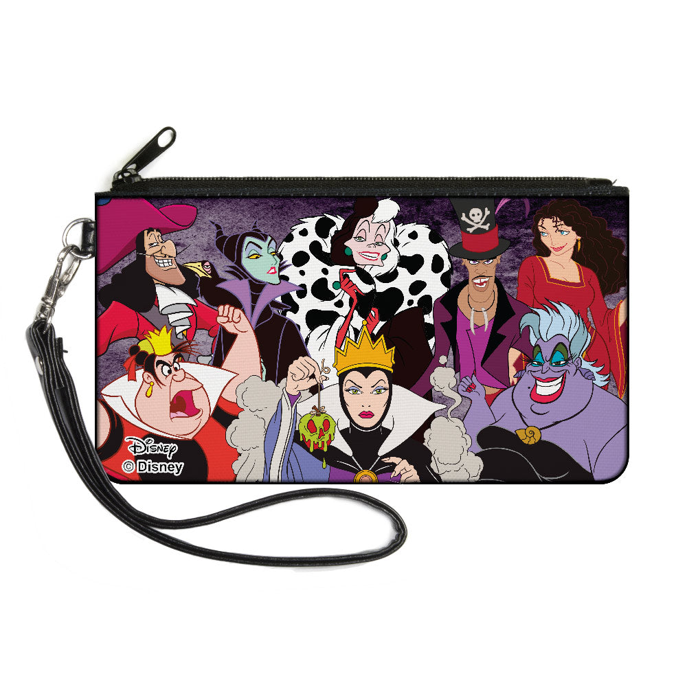 Canvas Zipper Wallet - SMALL - Disney 8-Villains Group Pose Purple Fade