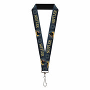 Lanyard - 1.0" - Fantastic Beasts The Crimes of Grindelwald NIFFLER Gold Coin Pose NS Monogam Blues Gold