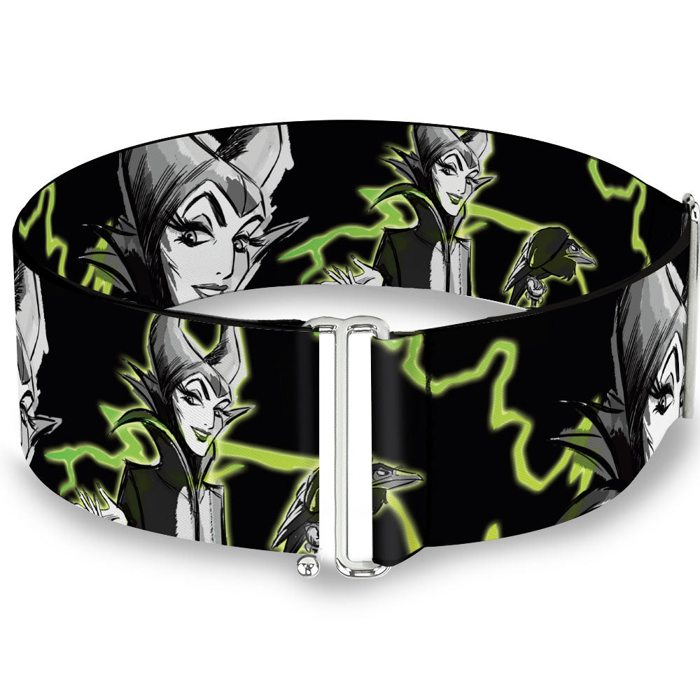 Cinch Waist Belt - Maleficent Smiling Diablo Sketch Lightning Black Grays Greens